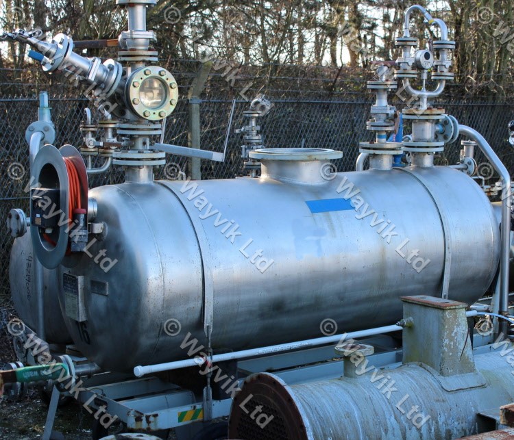 1000 Litre Stainless Steel 316L Horizontal Mobile Pressure / Vacuum Vessel